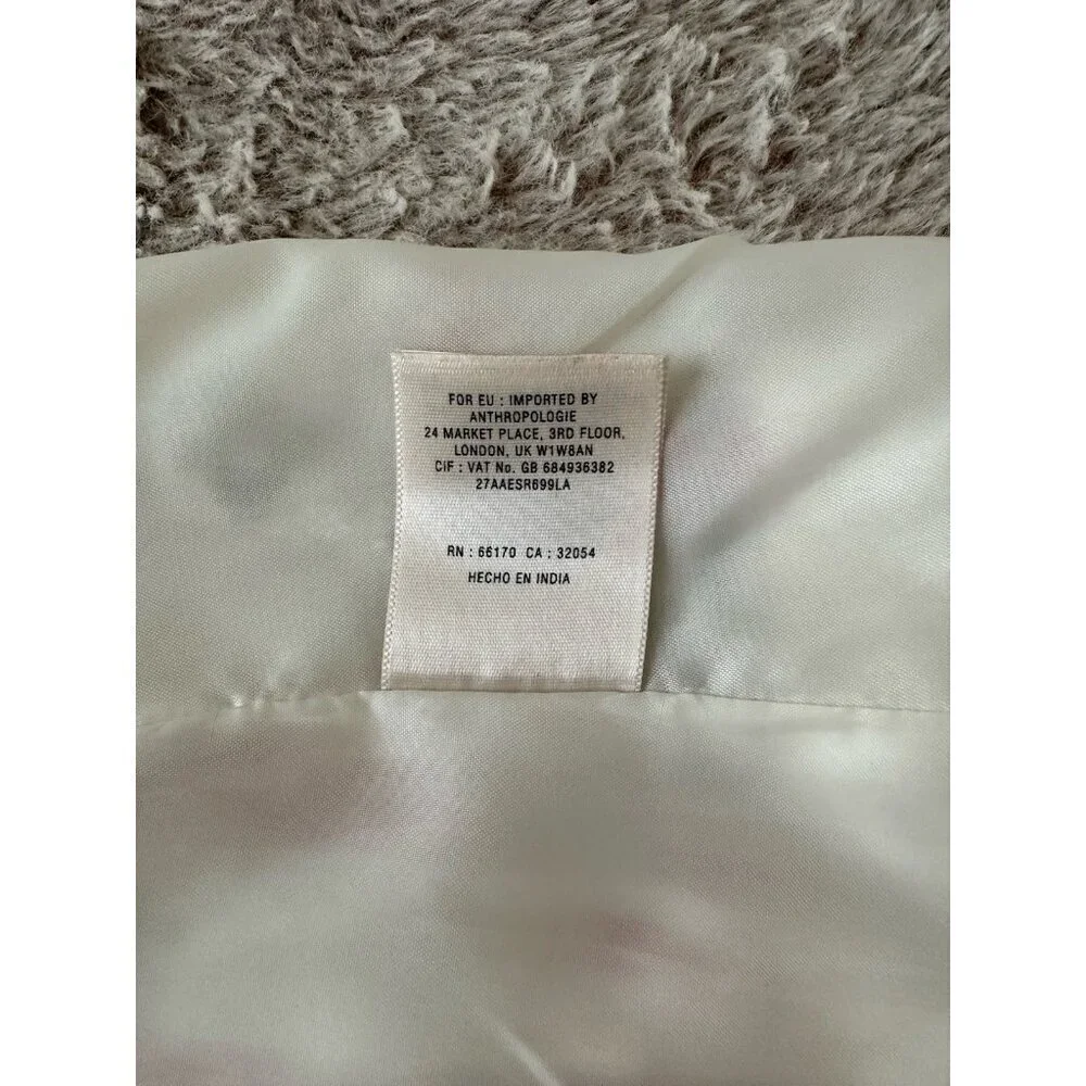 Maeve Cotton Embroidered Skirt Pompom Hem Lined Anthropologie Size 12 Cream Red